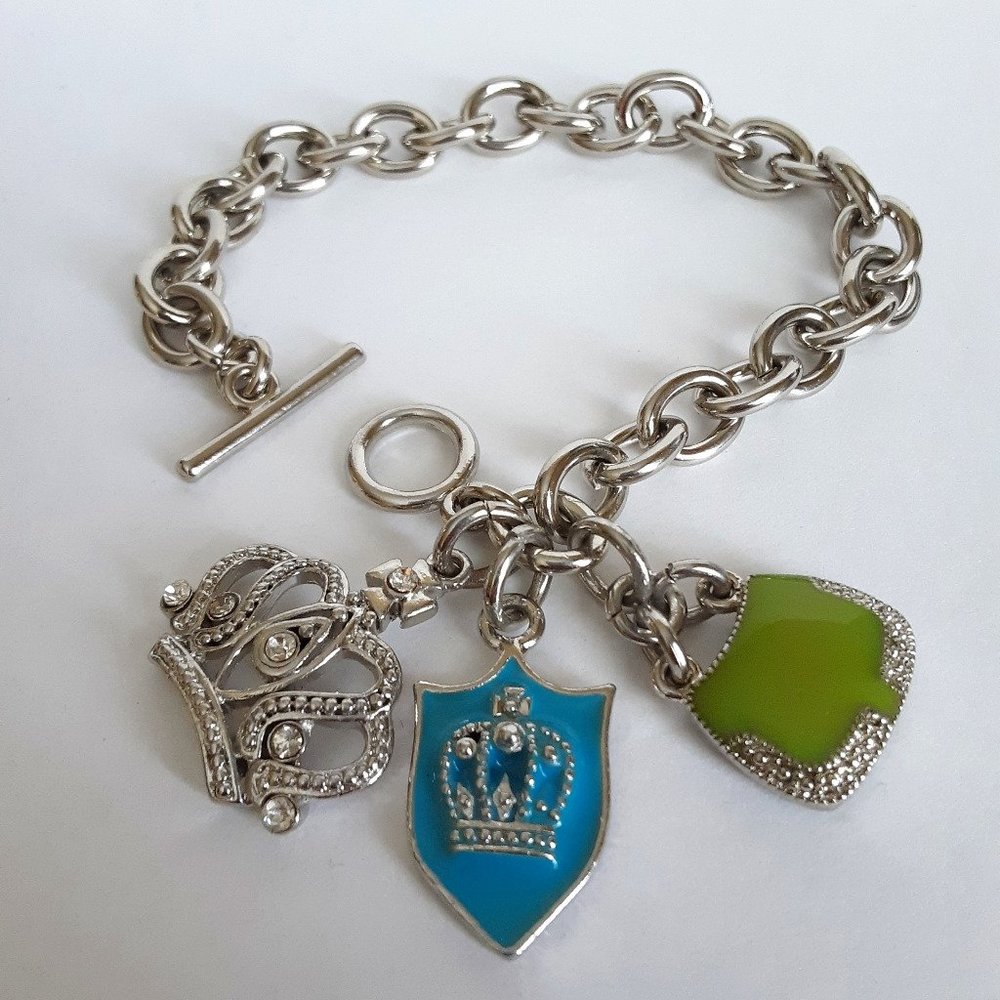 Crown Shield Purse Thick Silver Bracelet 7.5